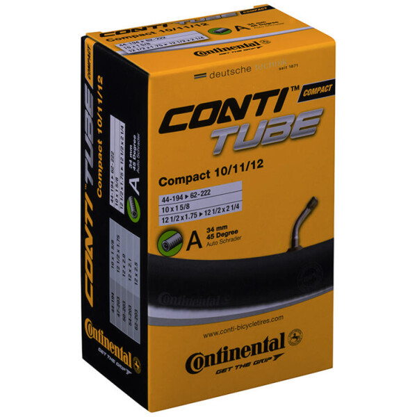 CONTINENTAL Compact Tube 10/11/12 x 1,7 - 2,4 (44-62x194-222) Schrader 34 mm